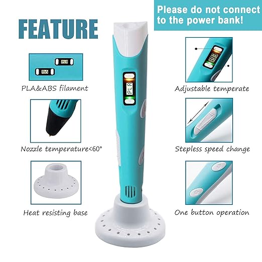 3D Pen for Kids with USB Cable with Filament (Blue)