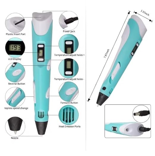 3D Pen for Kids with USB Cable with Filament (Blue)