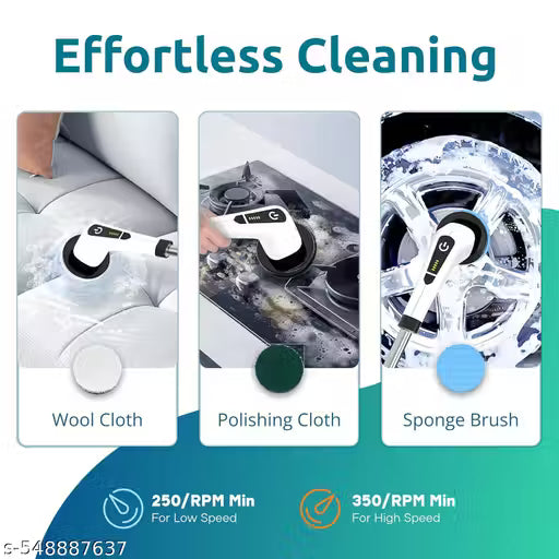 Electric Spin Scrubber | 7 Replaceable Brush Heads | Cordless Waterproof Cleaning Brush with Adjustable Handle for Bathroom, Tiles, Floor & Car